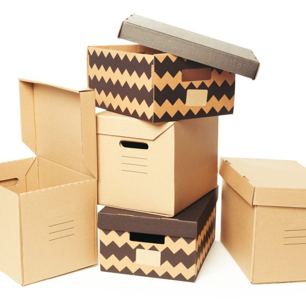 Cardboard boxes isolated over white background